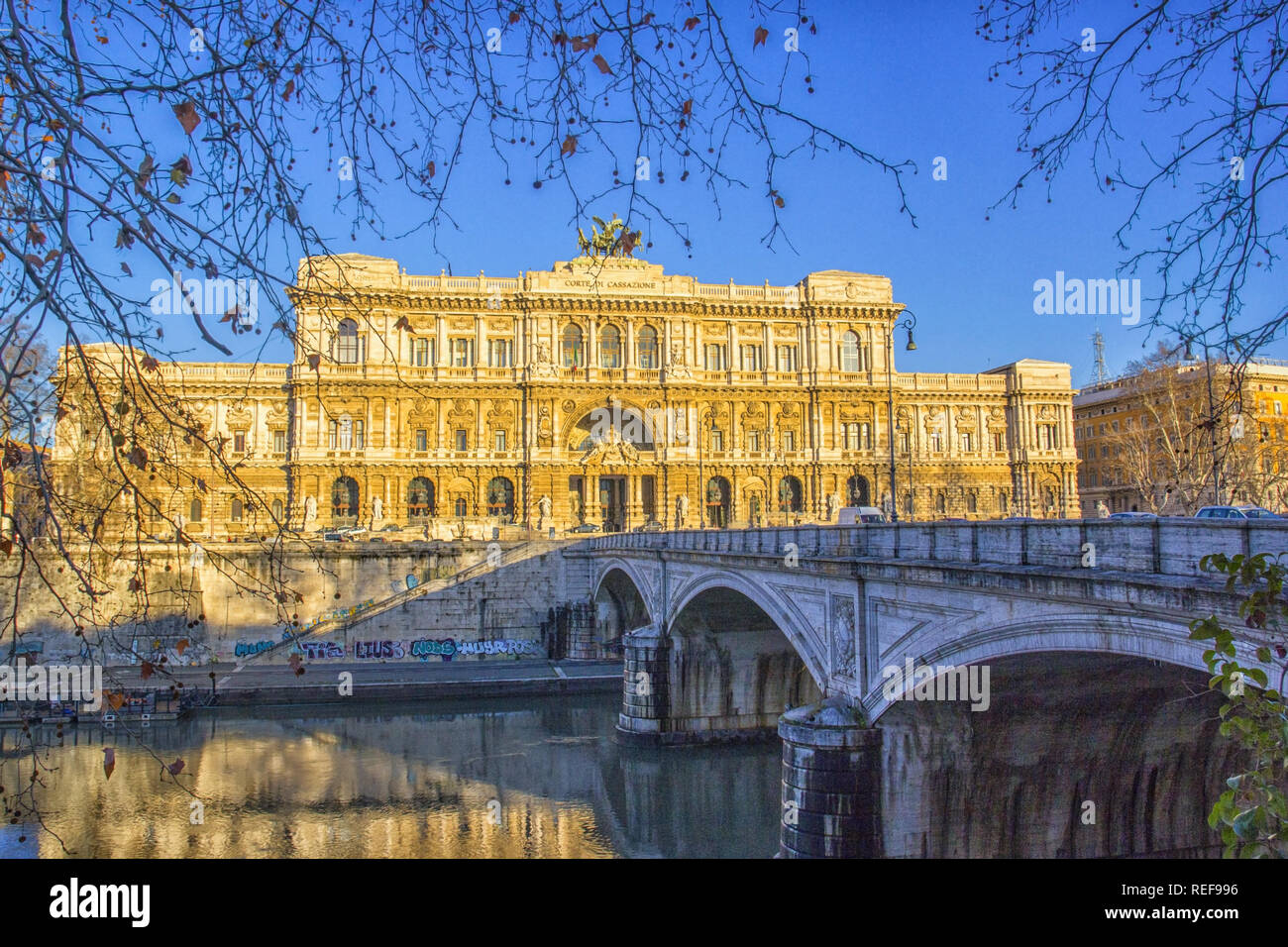 The palace of the supreme court of cassation, seen from the other side of the Tiber, Rome, Italy Stock Photo