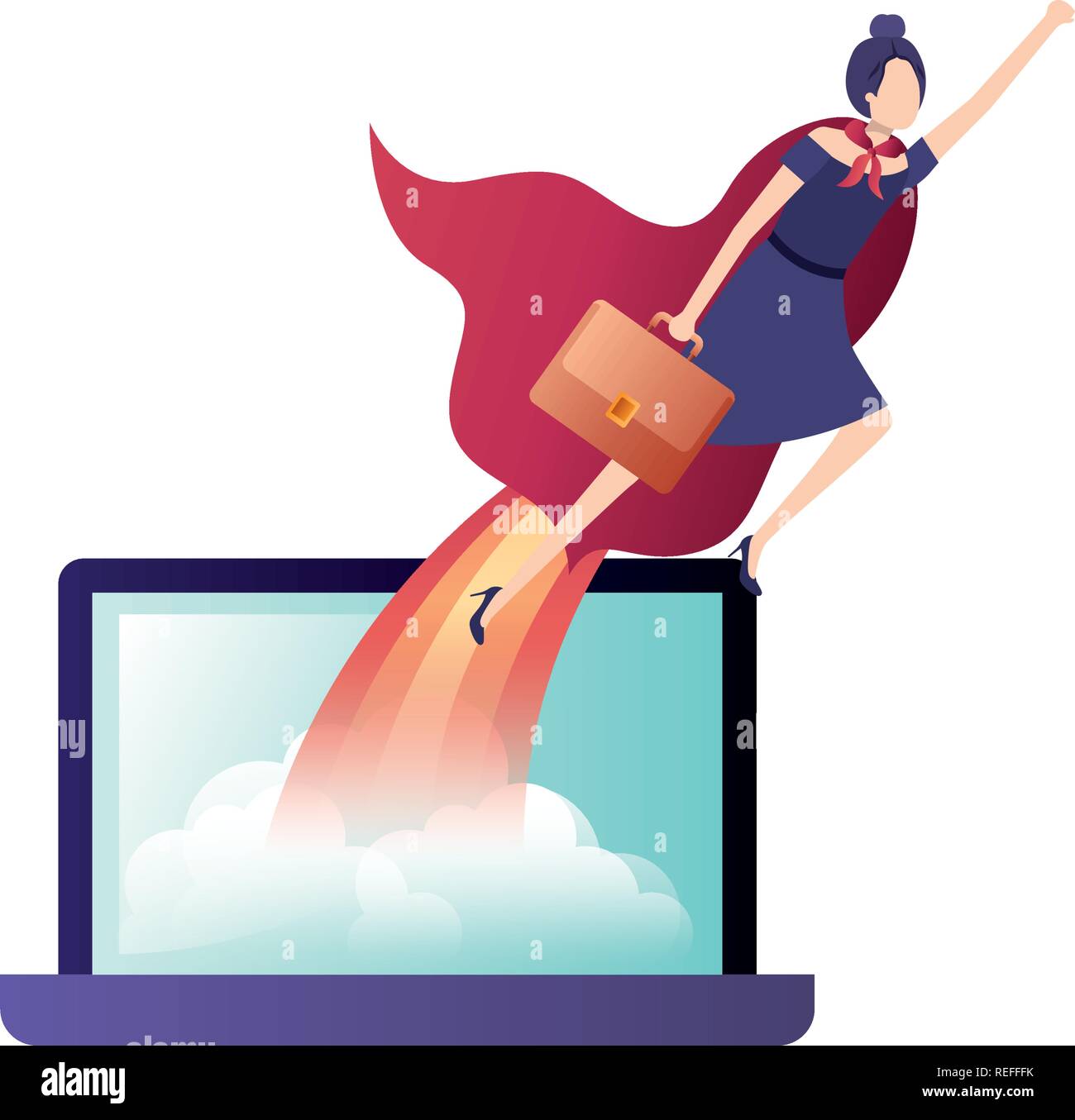 business woman with set icons Stock Vector Image & Art - Alamy