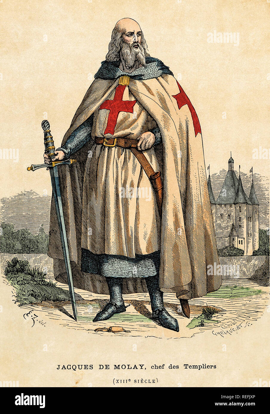Jacques De Molay  - Founder of Templar  -  XIII Secolo Stock Photo