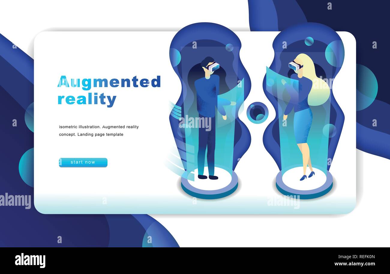 Isometric augmented virtual reality concept Stock Vector