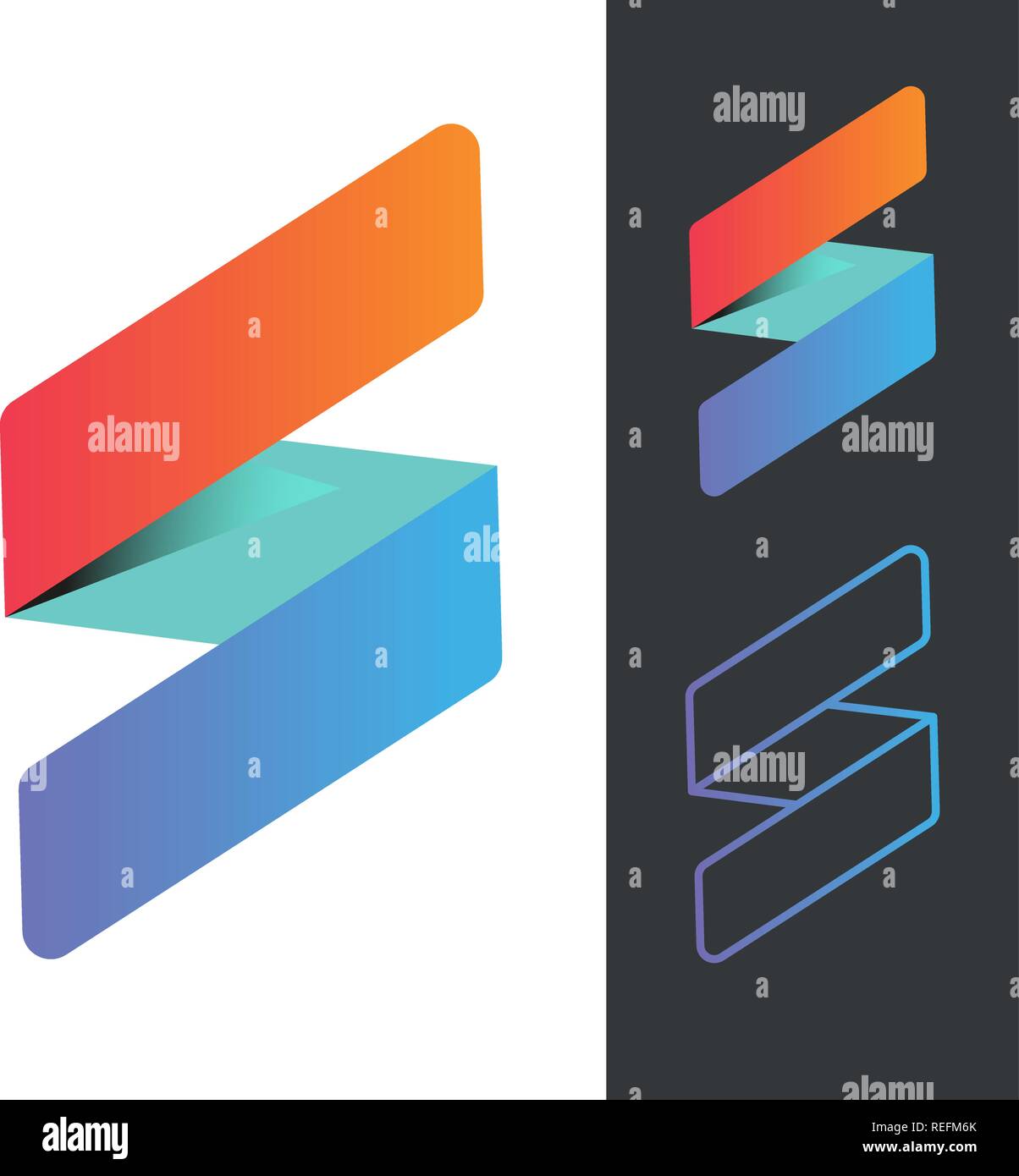 Letter S Origami Geometric Gradient Rainbow Ribbon Logo Stock Vector ...