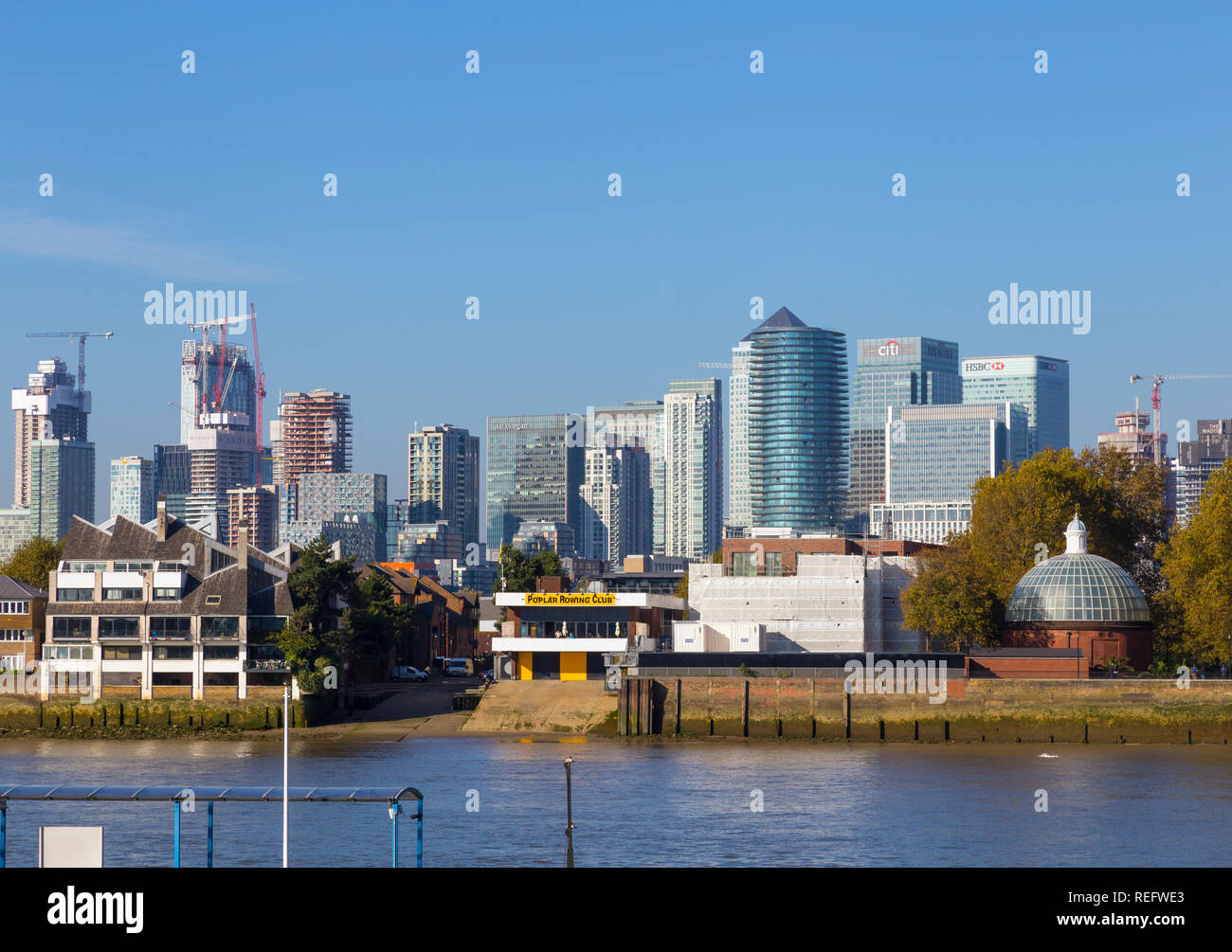 Canary Wharf view from Greenwich Stock Photo