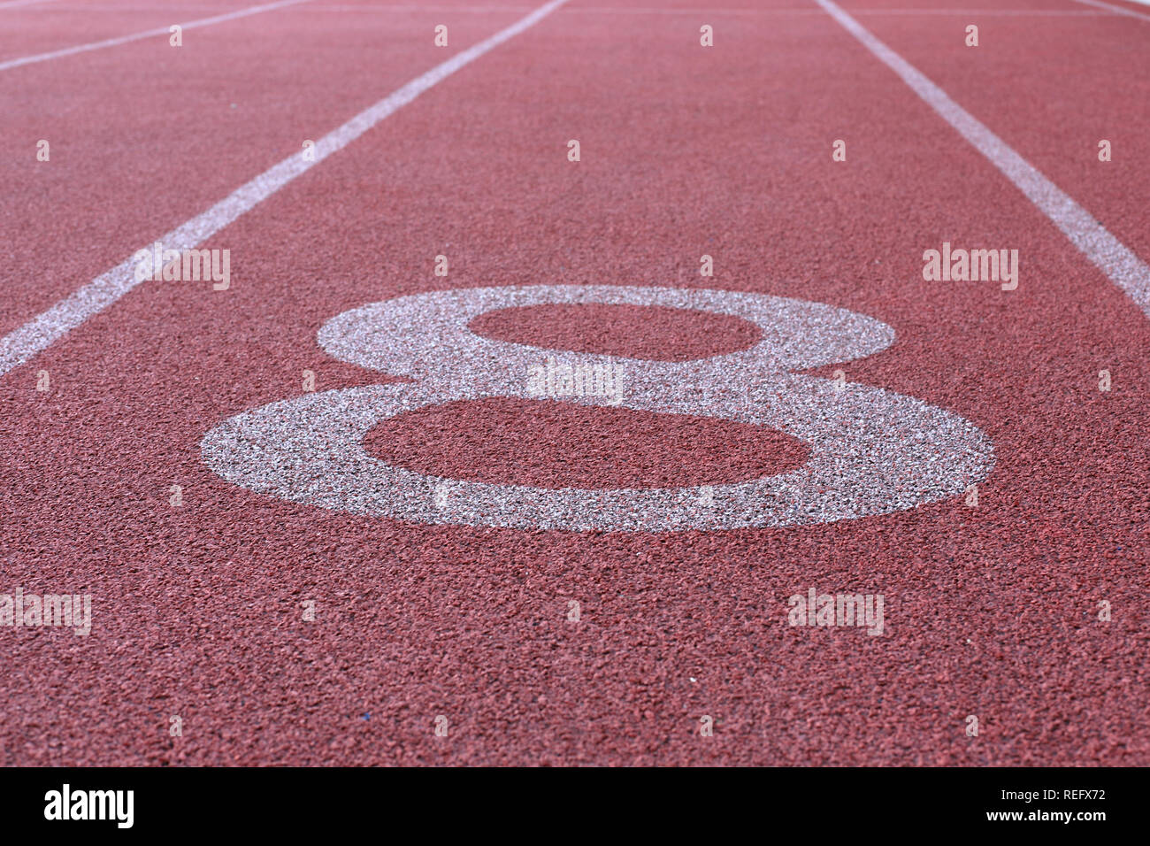 Track and Field Race Course Lane 8 Stock Photo