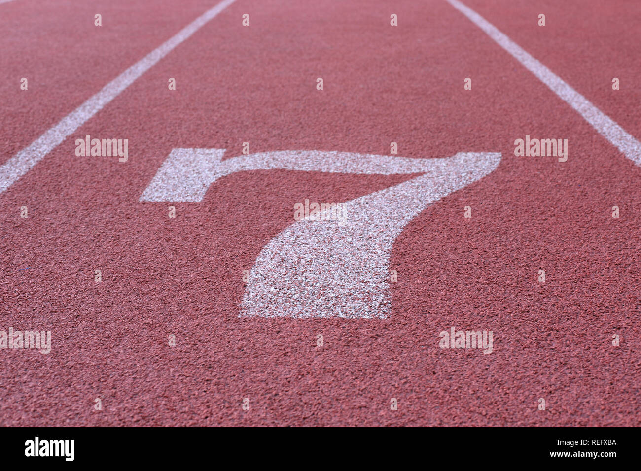 Track and Field Course Lane 7 Stock Photo
