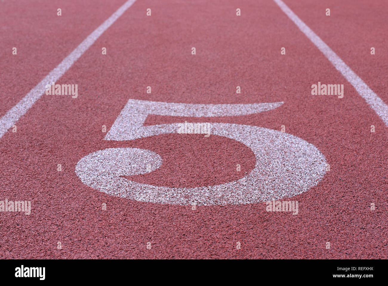 Track and Field Lane 5 Stock Photo
