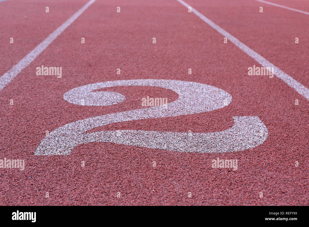 Track and Field Race Course Lane 2 Stock Photo