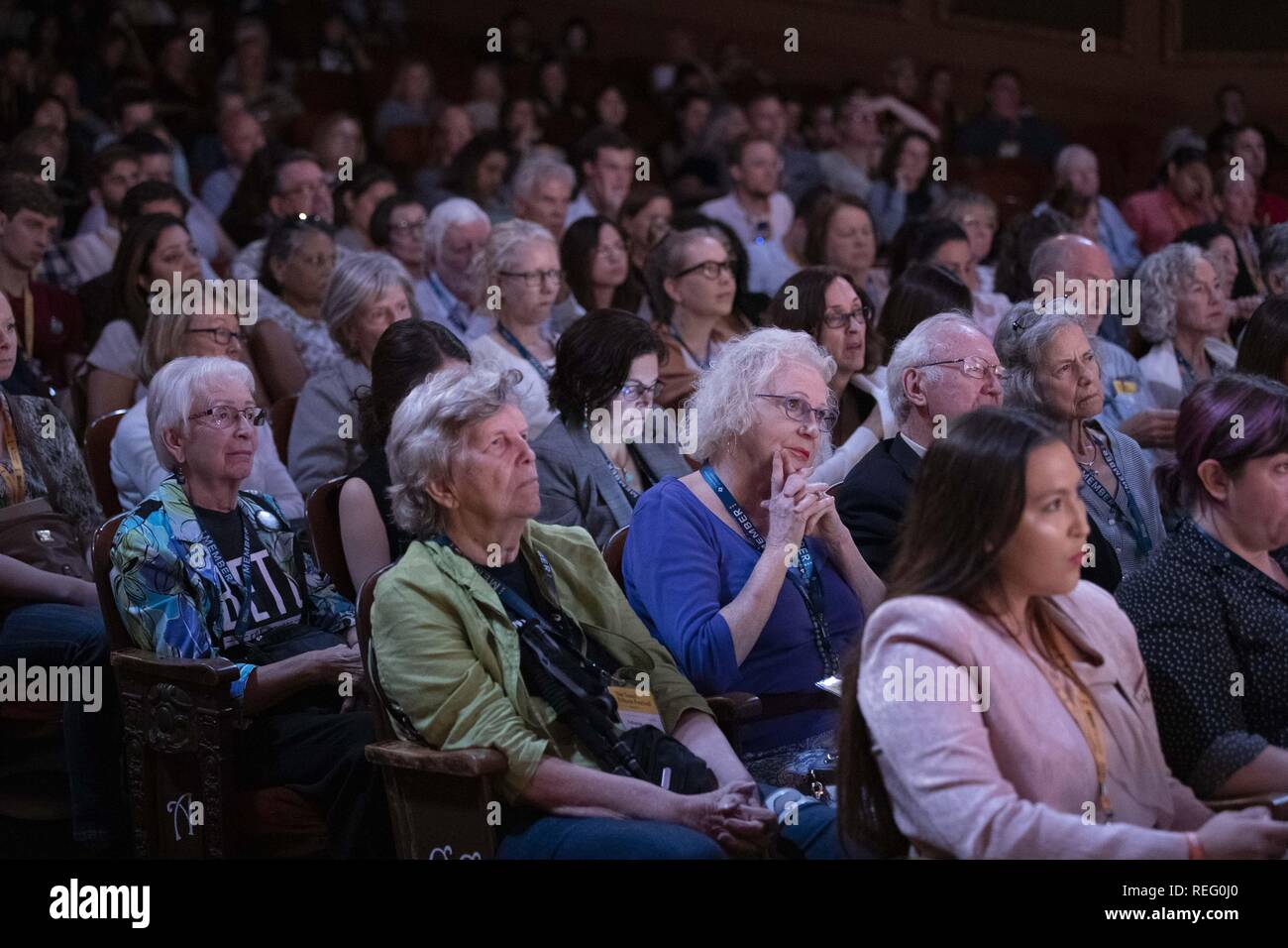 Austin, Texas, USA. 29th Sep, 2018. The crowd listens as House Democratic leader Nancy Pelosi appears as a featured guest with interviewer Alex Wagner at the 2018 Texas Tribune Festival on Sept. 29, 2018. Pelosi has since been elected Speaker of the U.S. House of Representatives Credit: Bob Daemmrich/ZUMA Wire/Alamy Live News Stock Photo