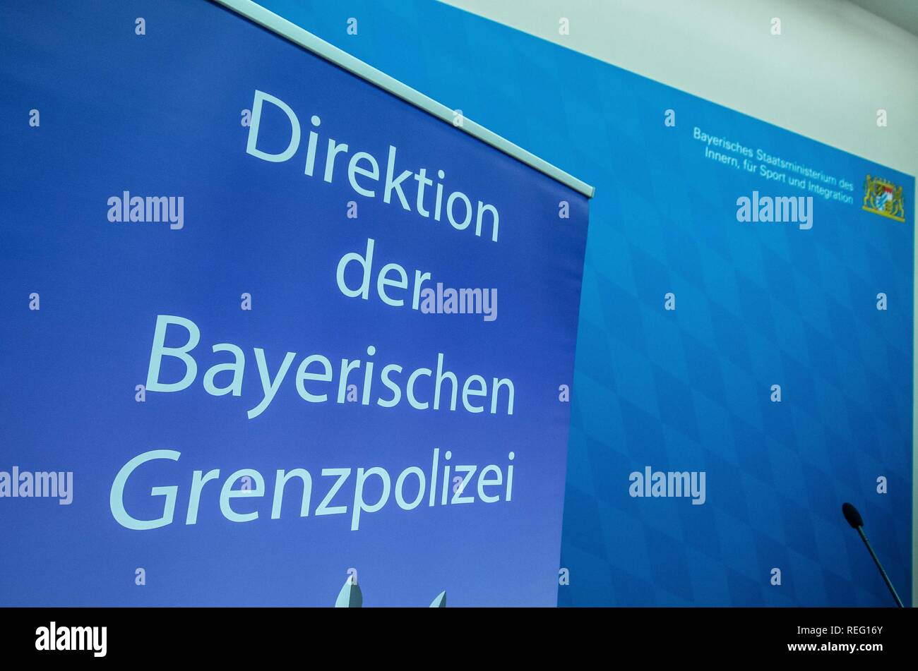Munich, Bavaria, Germany. 21st Jan, 2019. The Bavarian Innenminister Joachim Herrmann and the Direktor der Bayerischen Grenzpolizei Alois Mannichl presented the half year statistics of the controversial border police (Grenzpolizei) that operates at the border crossings between Germany and Austria. Herrmann announced plans to double the border protection police by 2023.ment including endoscopes for detection of smuggled items. The Grenzschutzpolizei was originally created by Bavaria's CSU in response to the Migrant Crisis, despite Credit: ZUMA Press, Inc./Alamy Live News Stock Photo