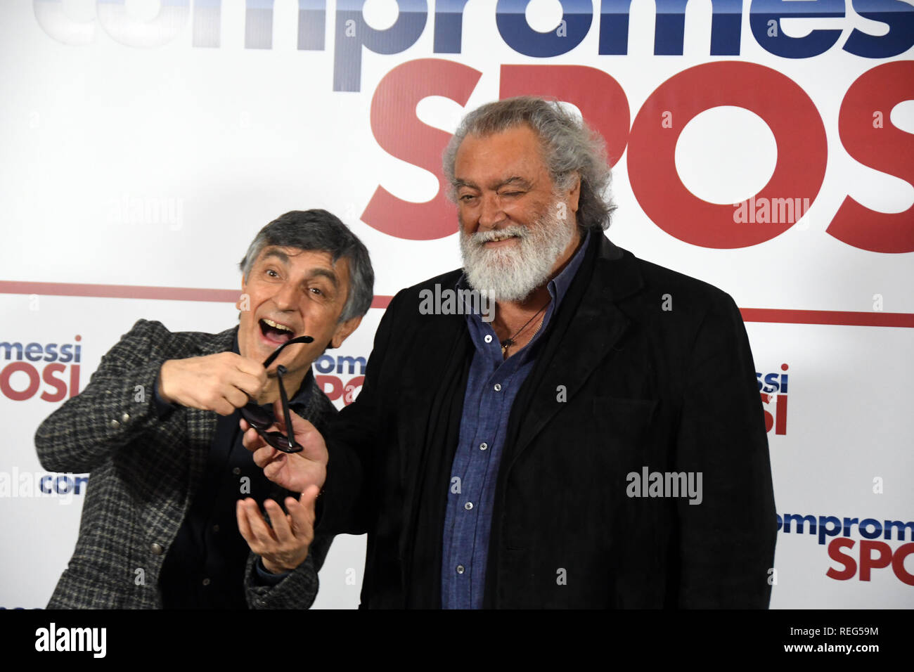Rome, Italy. 21st Jan 2019. Hotel Le Mèridienne Visconti - presentation film COMPROMESSI SPOSI Vincenzo Salemme and Diego Abatantuono Credit: Giuseppe Andidero/Alamy Live News Stock Photo