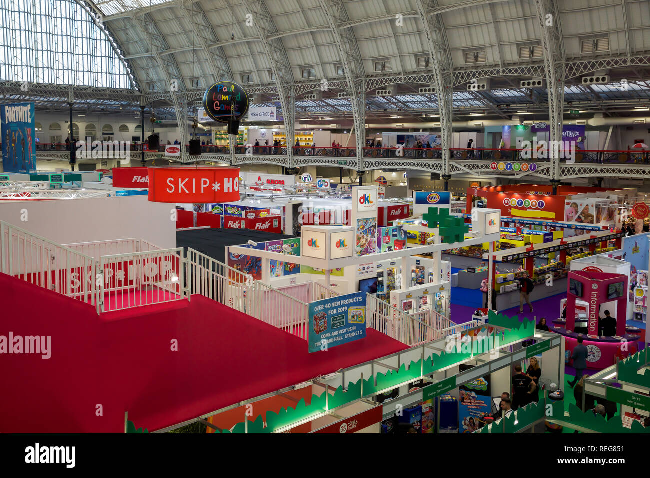 London, UK. 22nd Jan, 2019. A view from upstairs of The Toyfair which