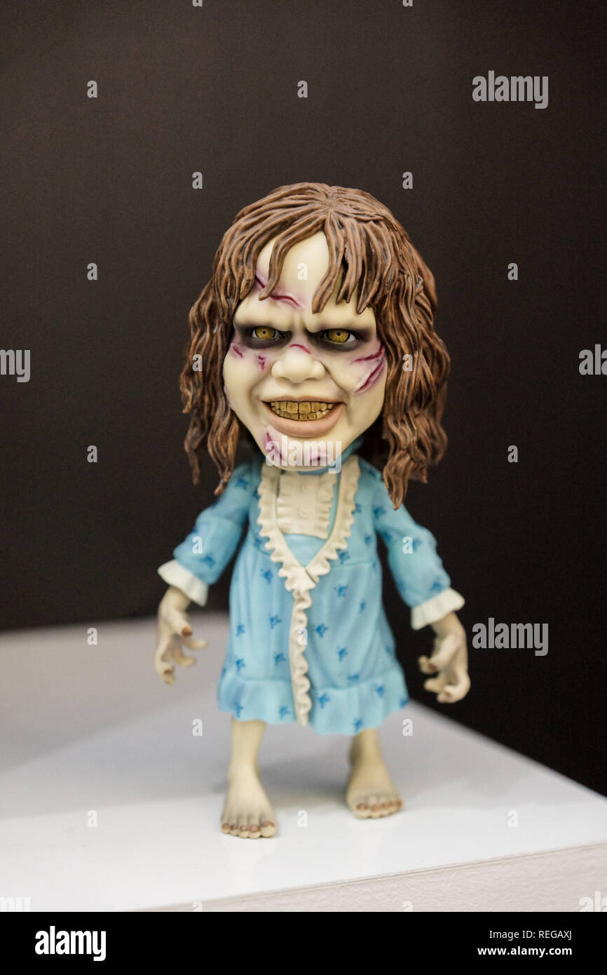 London, UK. 22nd January, 2019. Fun and Figurines at the Toy Fair 2019.  Olympia, London. From Teletubbies to Robert the Bruce and Richard the  Lionheart, Megan from the Exorcist to Jon Snow,