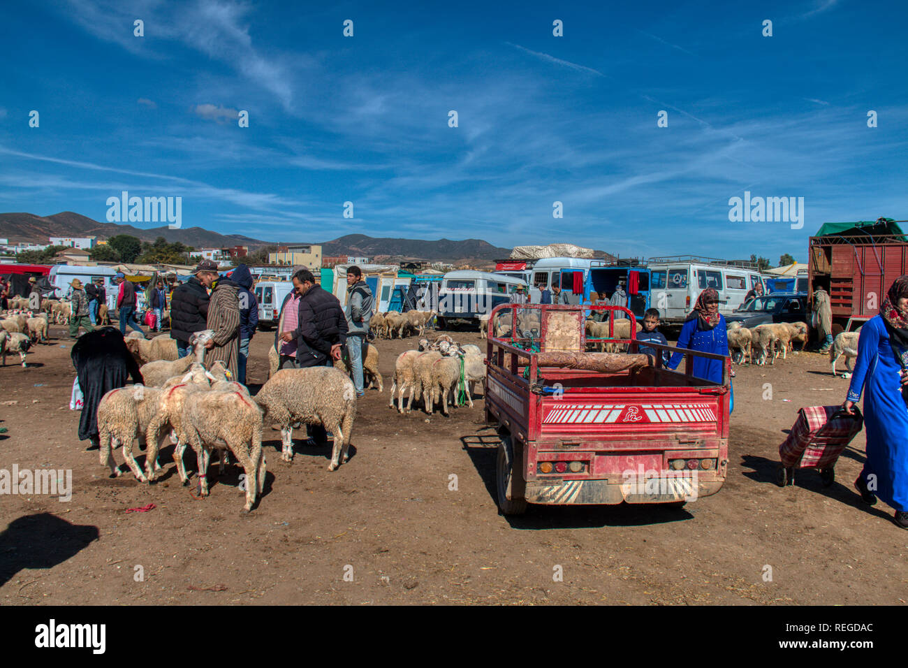 Oued Laou, Chefchaouen, Morocco - November 03, 2018: Every Saturday is celebrated in Oued Laou, a village in the province of Chaouen Stock Photo