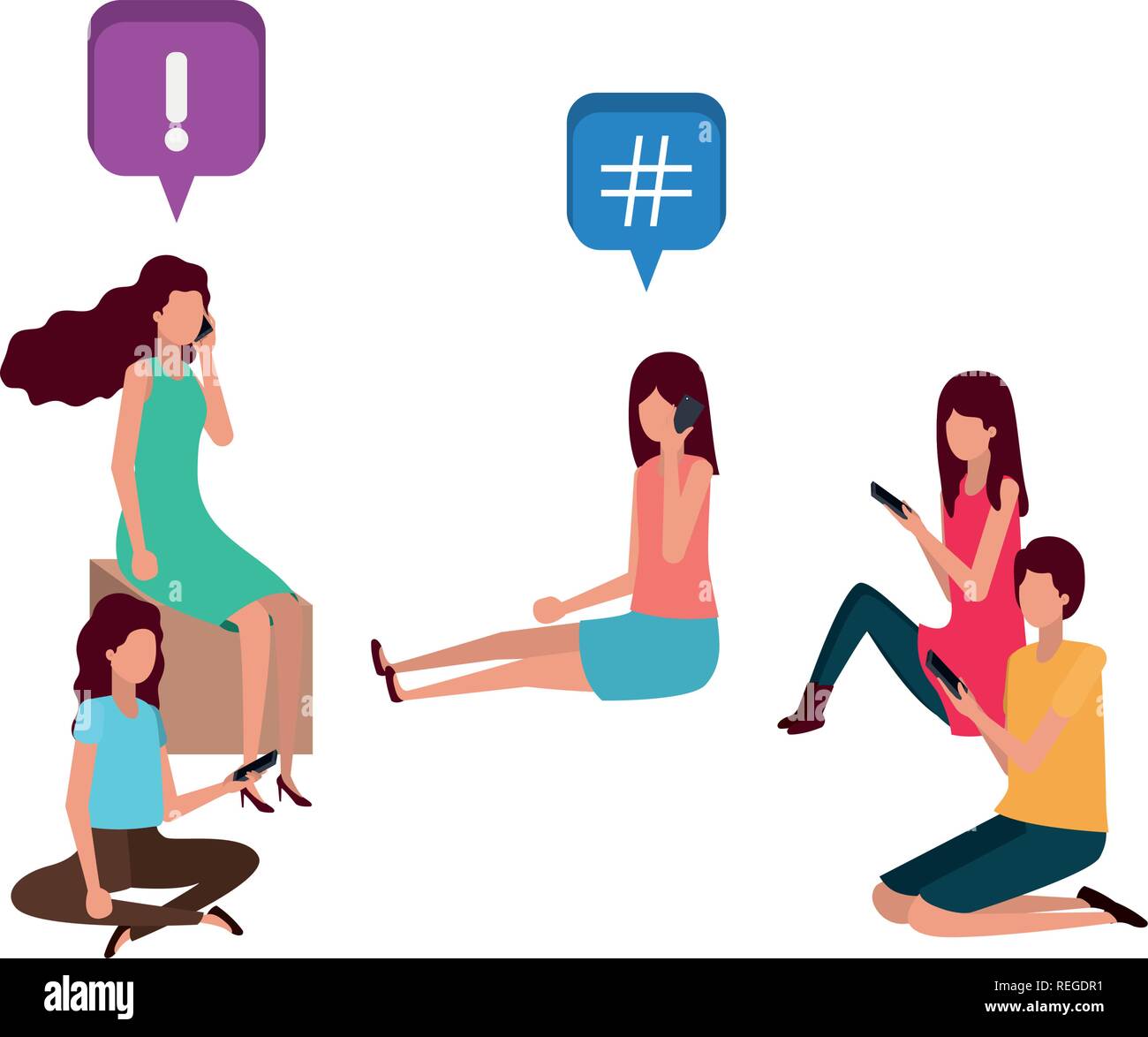 group of people with with speech bubble avatar character Stock Vector ...