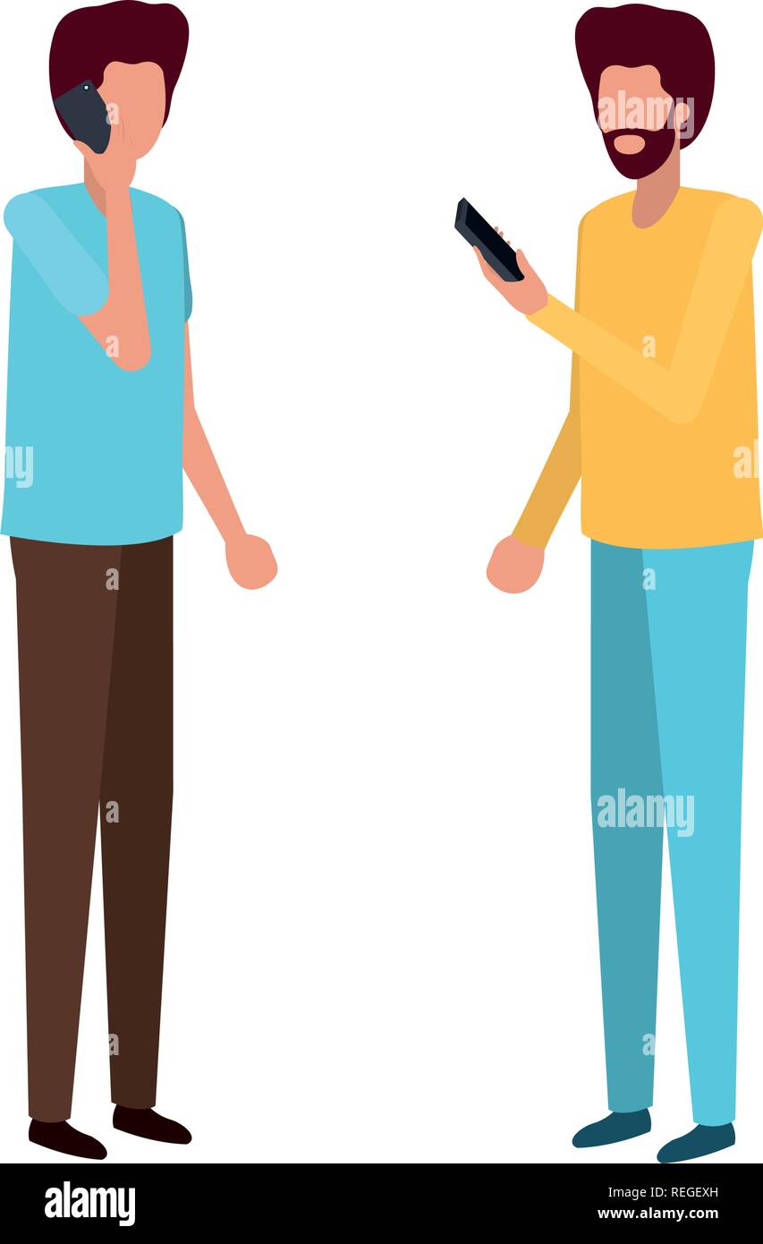 young men with smartphone avatar character Stock Vector Image & Art - Alamy