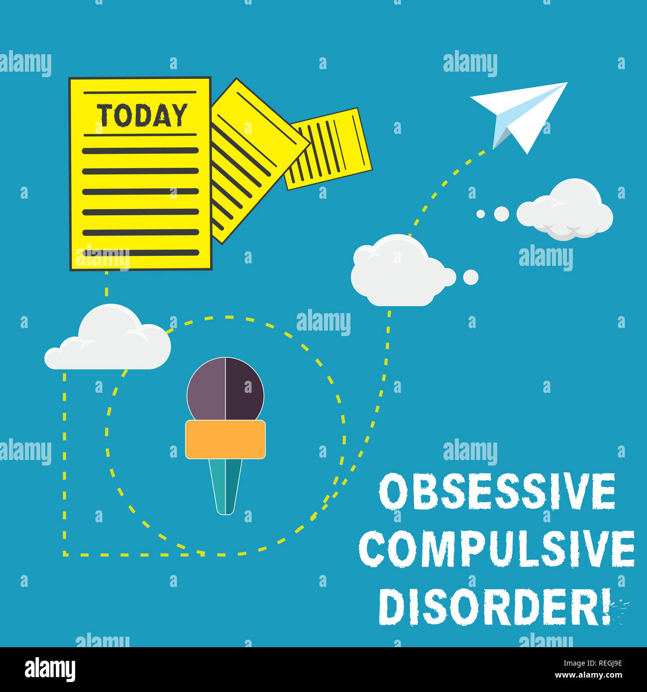Handwriting text Obsessive Compulsive Disorder. Concept meaning Person has uncontrollable reoccurring thoughts Information and Documents Passing thru  Stock Photo