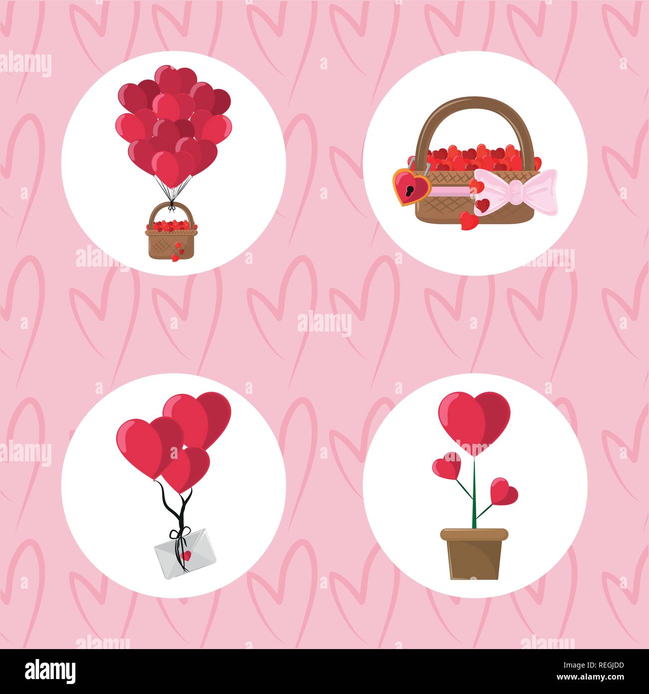 Happy valentines round icons Stock Vector Image & Art - Alamy