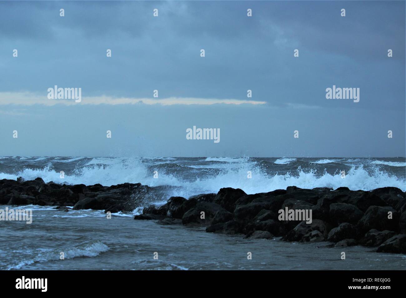 UK Walney Island Cumbria UK. Stormy weather from the Cumbrian