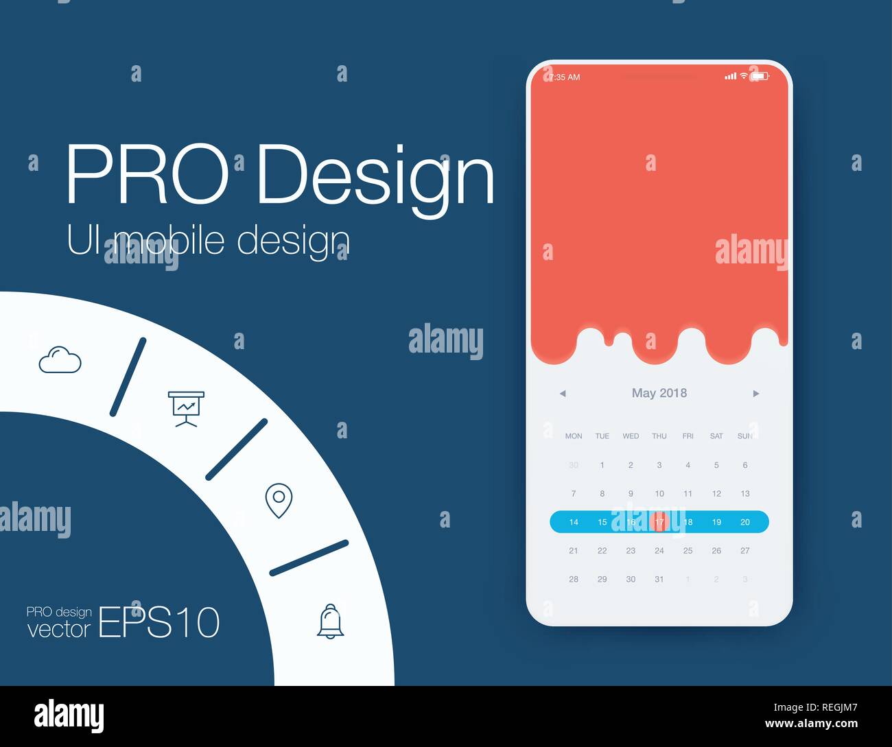 User interface with infographics with charts and graphs in flat design ...