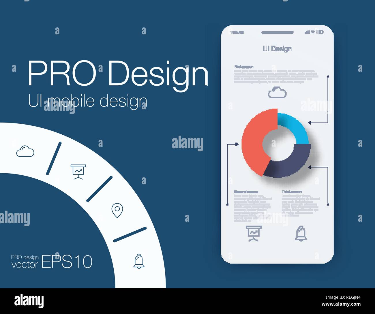 User interface with infographics with charts and graphs in flat design ...