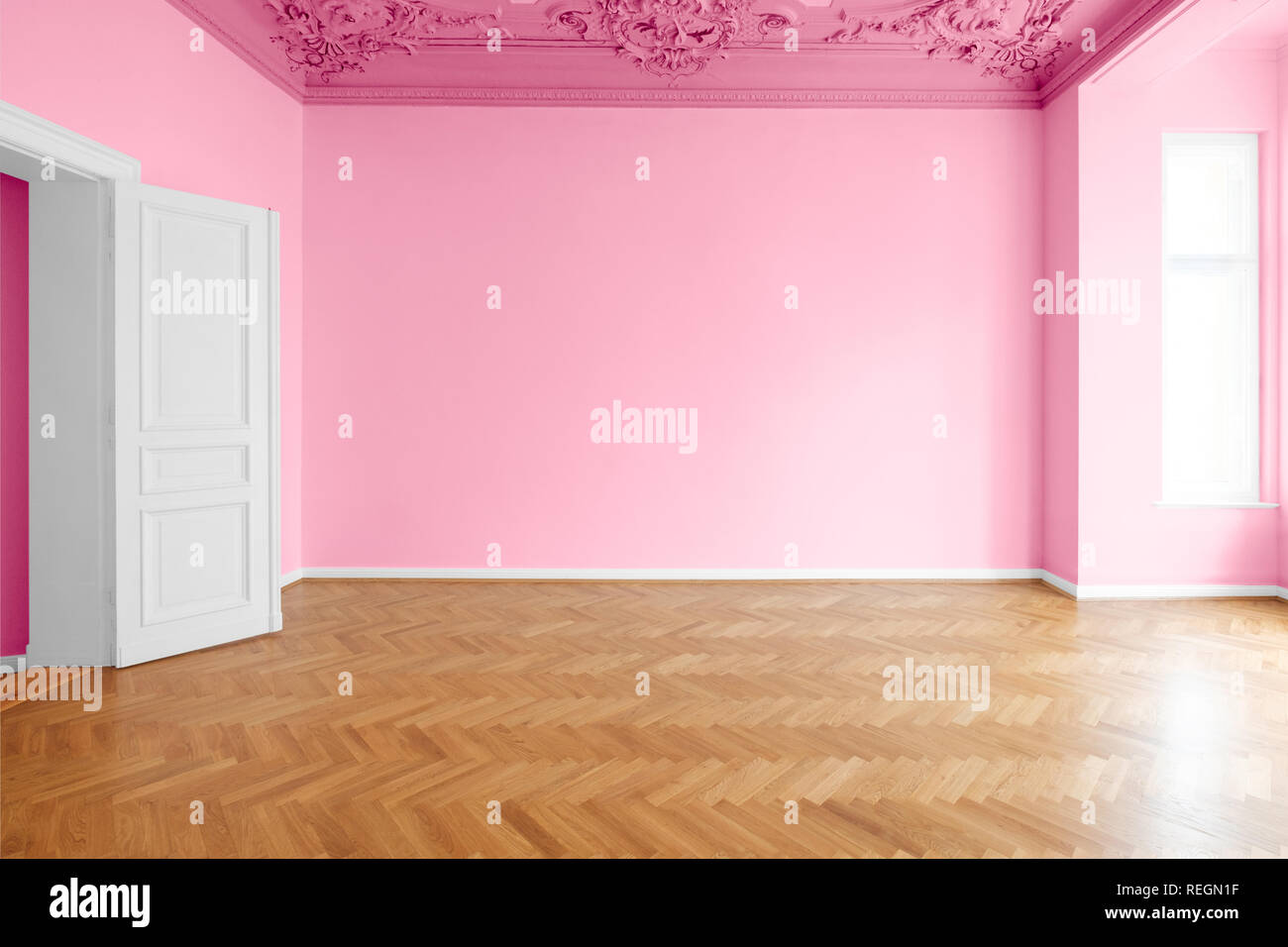 xx colored walls in new painted room after renovation Stock Photo