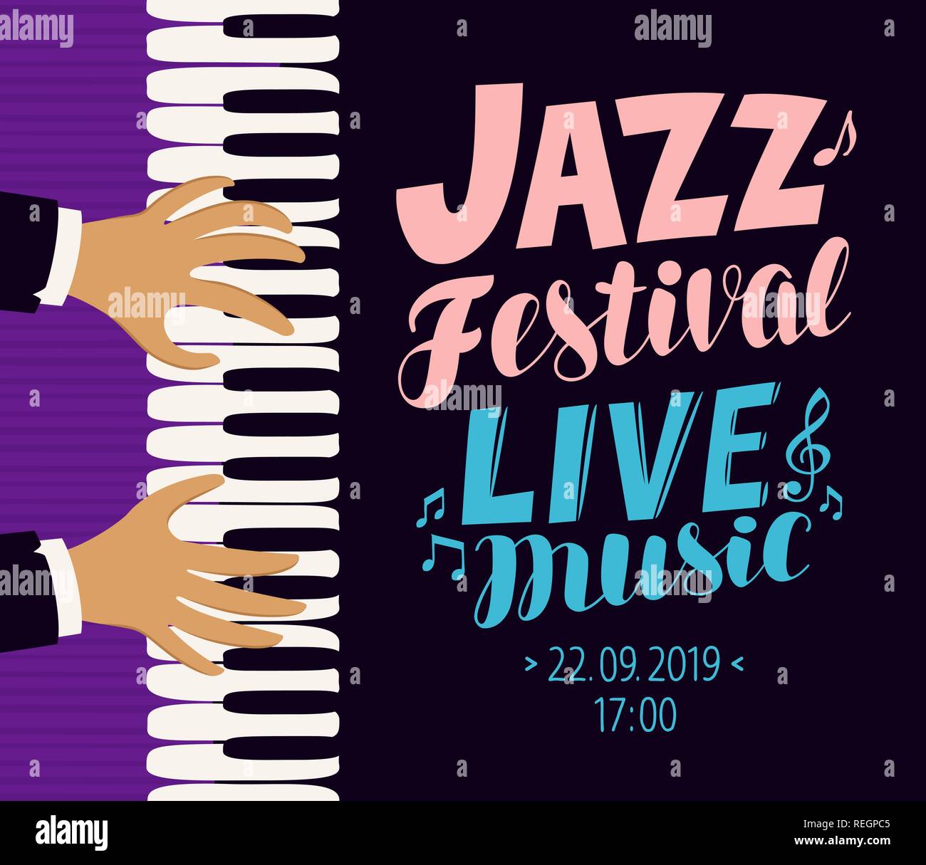 Jazz festival poster. Live music, concert concept. Vector illustration Stock Vector