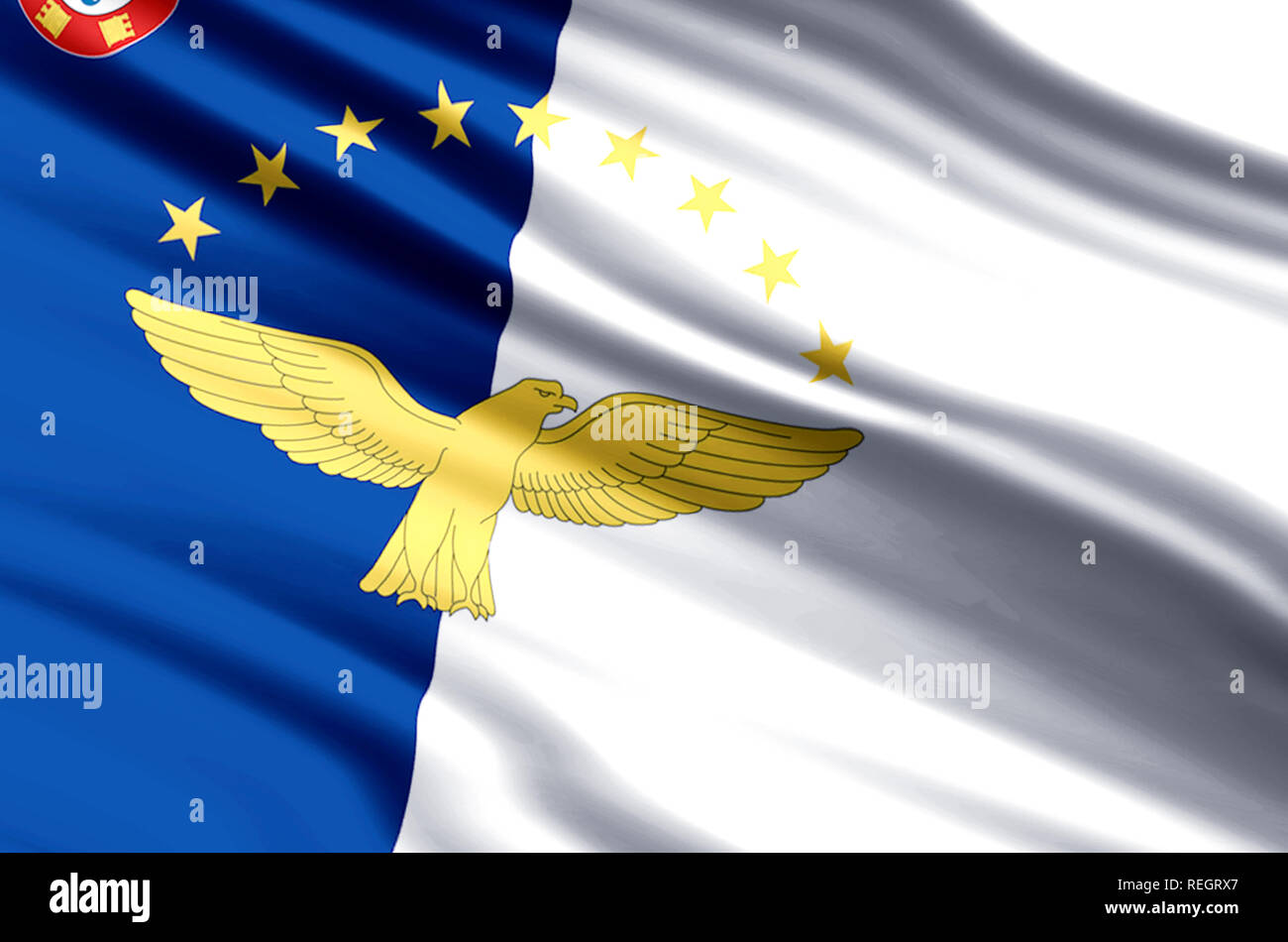 Azores waving and closeup flag illustration. Perfect for background or ...
