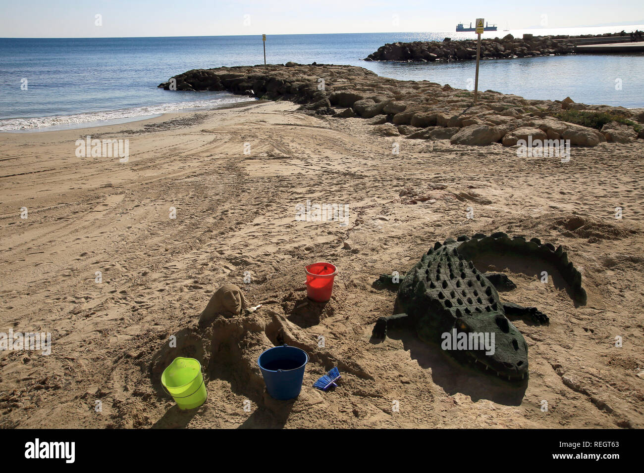 Beach of Playa Cura, Torrevieja, Spain Stock Photo