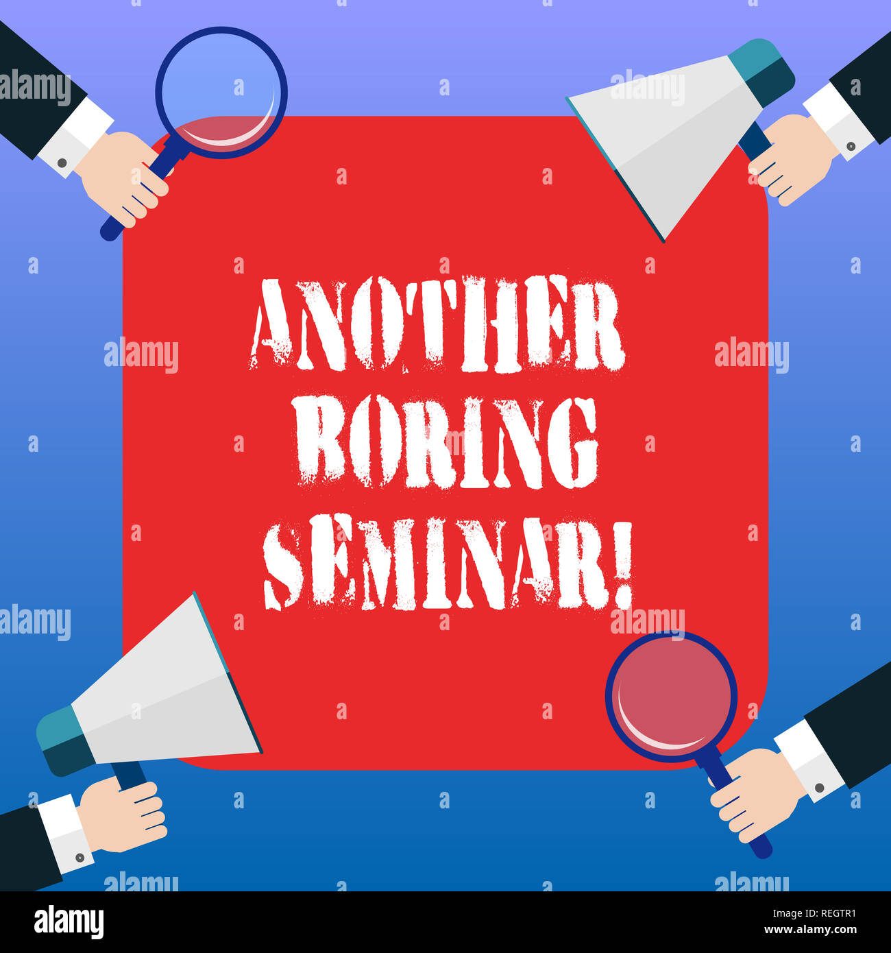 Handwriting Text Another Boring Seminar Concept Meaning Lack Of Interest Or Dull Moment On The Conference Hu Analysis Hands Each Holding Magnifying G Stock Photo Alamy