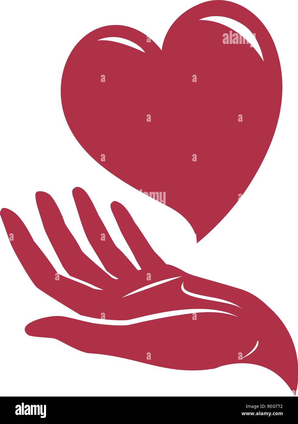 Heart in hand logo. Health, care, love symbol or icon. Vector illustration Stock Vector