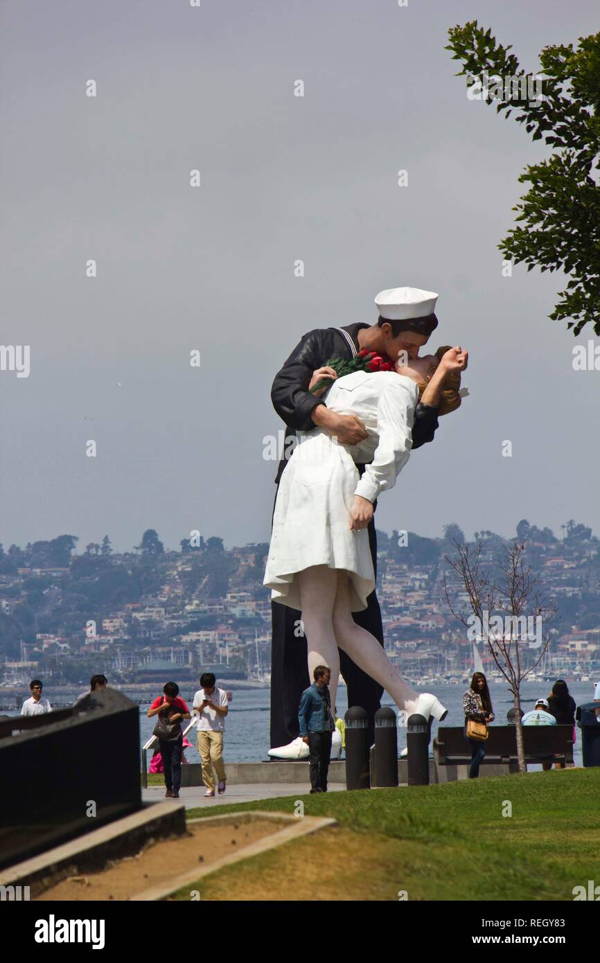 SAN DIEGO, USA AUGUST 19 Unconditional Surrender sculpture in San