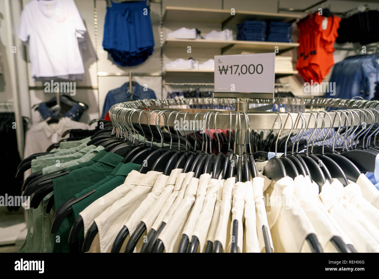 SEOUL, SOUTH KOREA - CIRCA MAY, 2017: inside H and M store in Seoul. H & M  Hennes & Mauritz AB is a Swedish multinational clothing-retail company  Stock Photo - Alamy