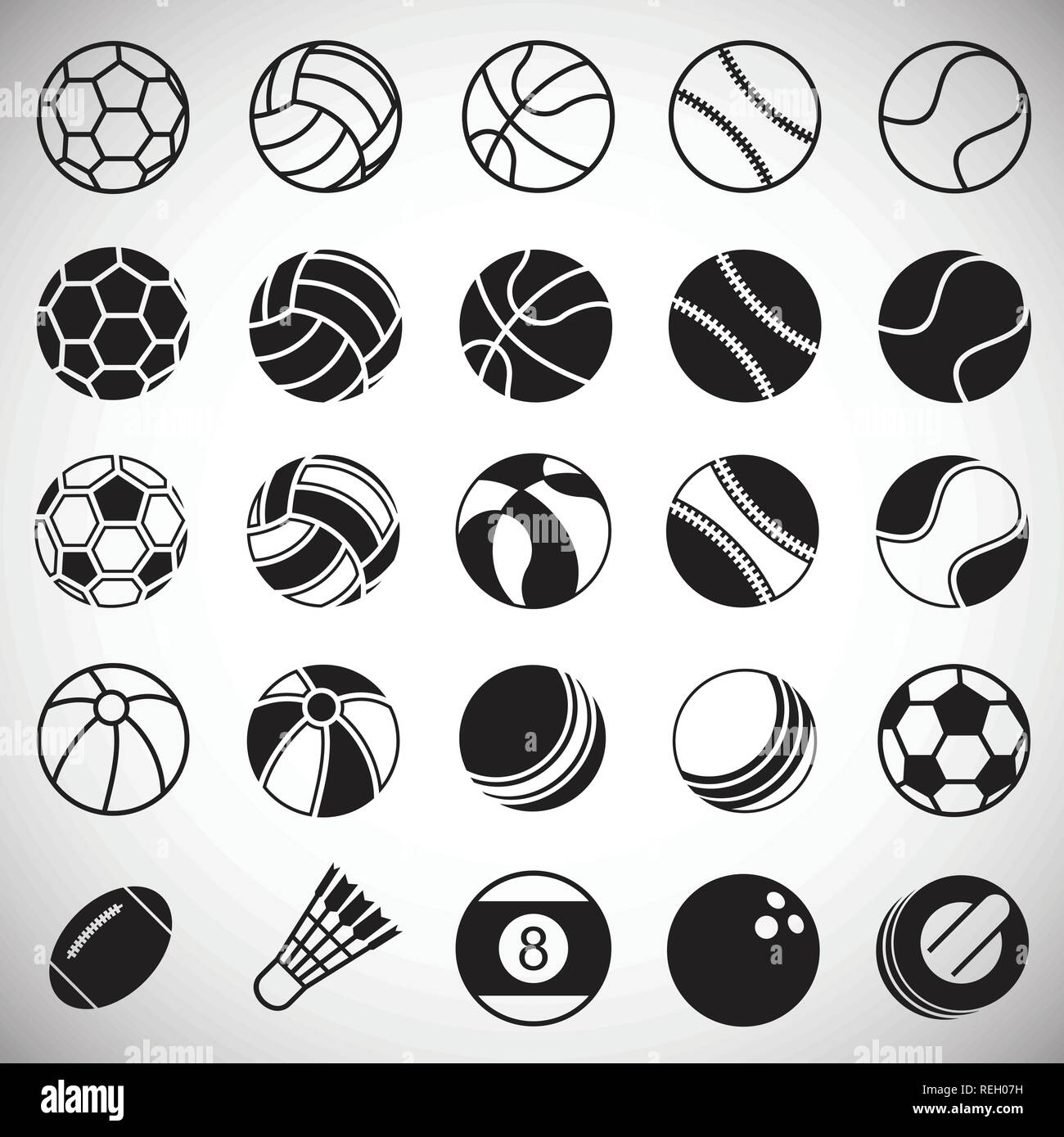 Sport ball icons set on white background for graphic and web design ...