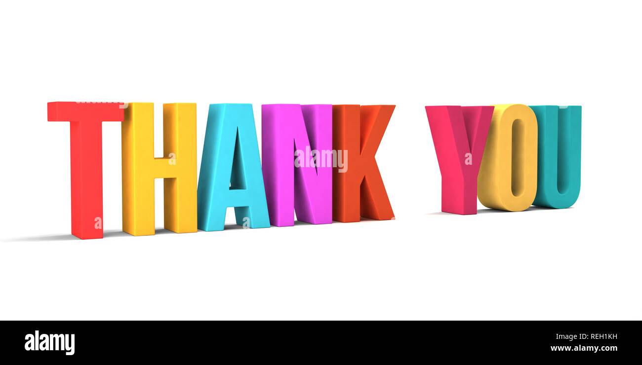 Thank you word. 3D Render illustration in white background Stock Photo ...