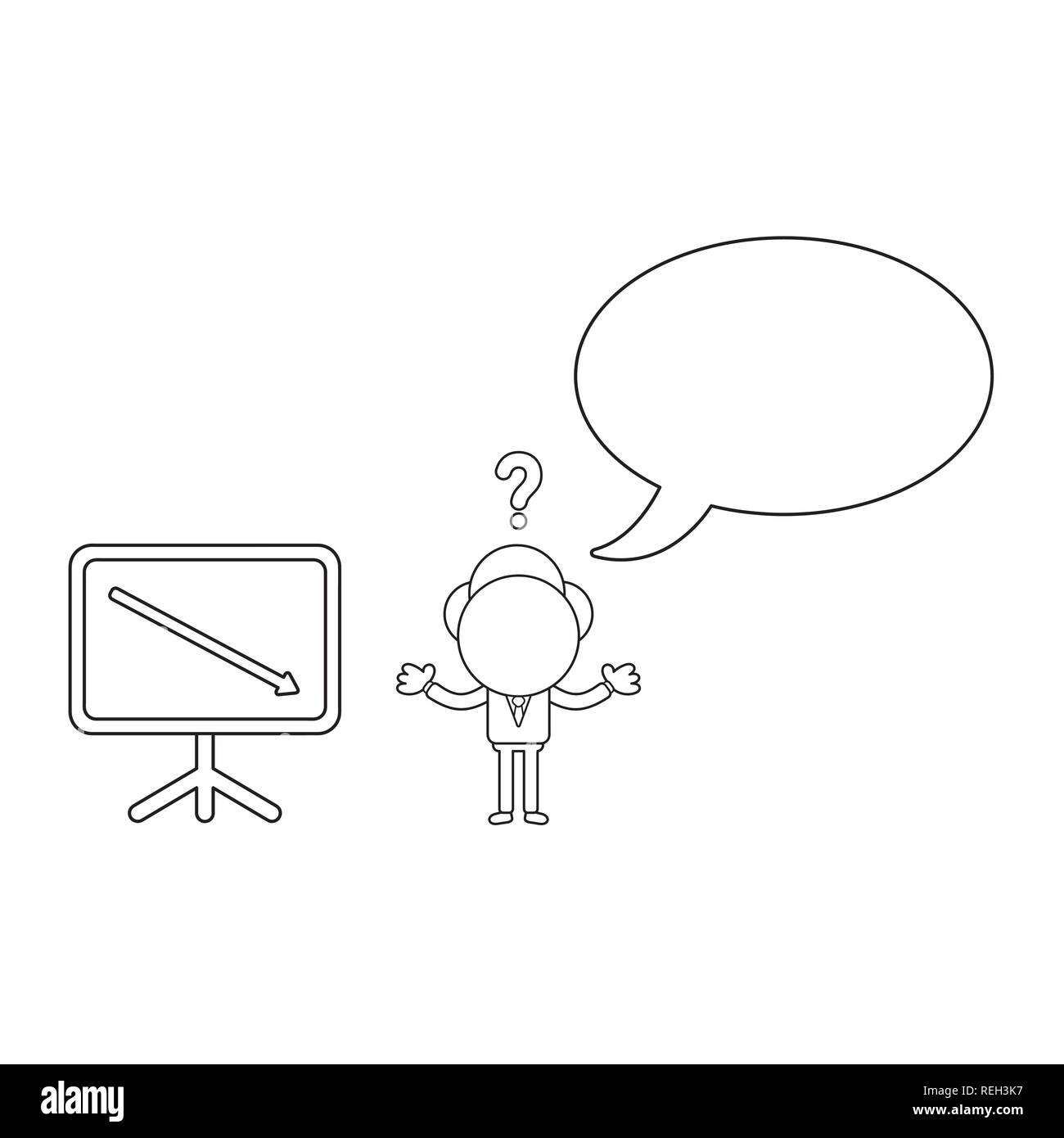 Vector Illustration Confused Businessman Character With Blank Speech