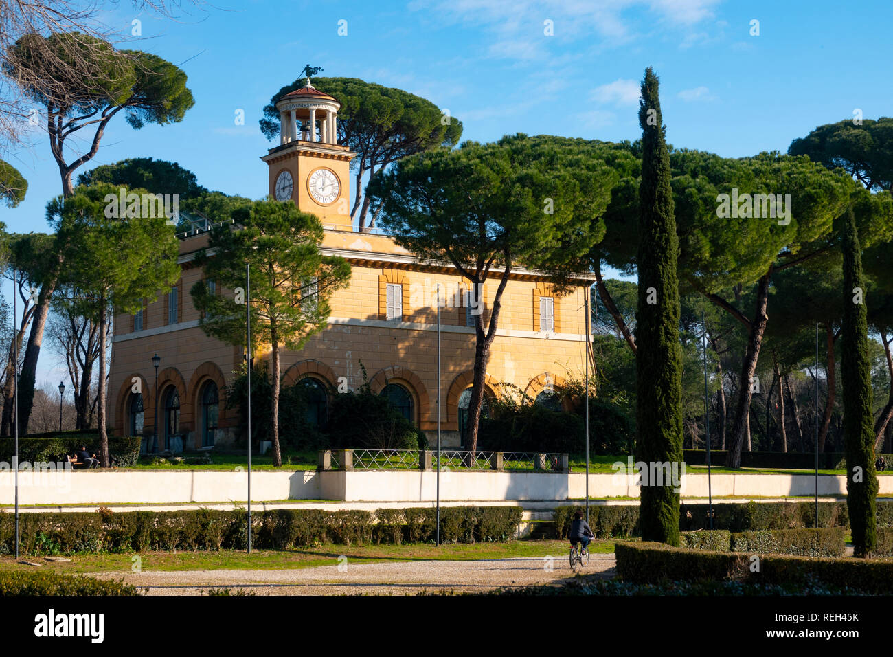 Europe Italy Rome Roma Park Villa Borghese Casino dell'Orologio The Clock Building Piazza Siena Stock Photo