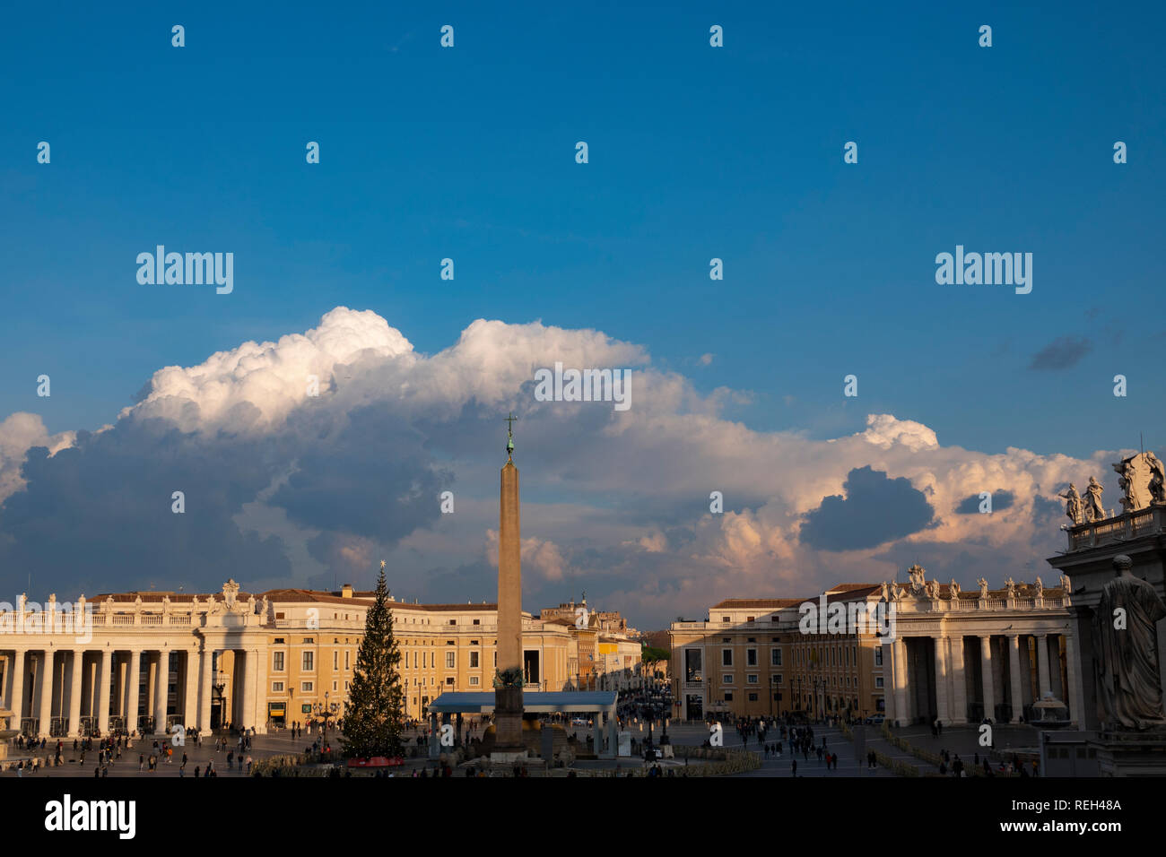 Rome Vatican City St Saint Peters Square Piazza San Pietro at Christmas winter clouds Stock Photo