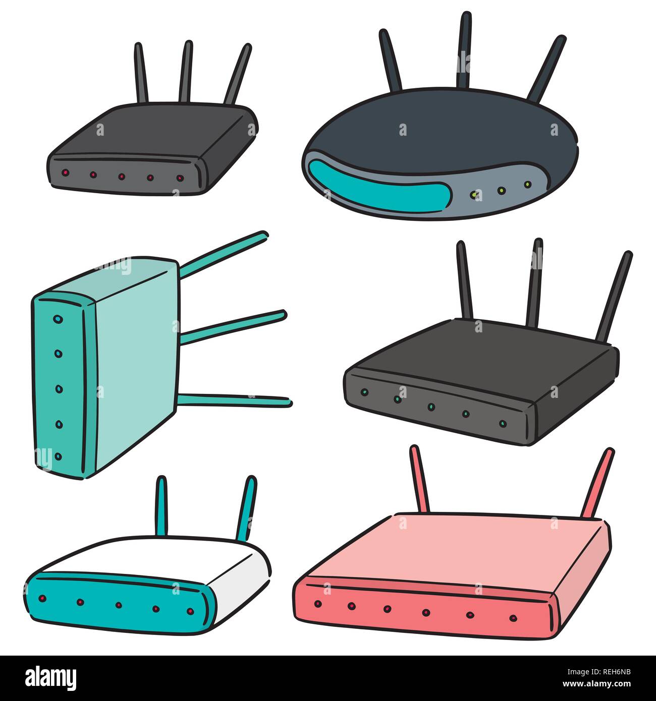 Drawing router connection modem hires stock photography and