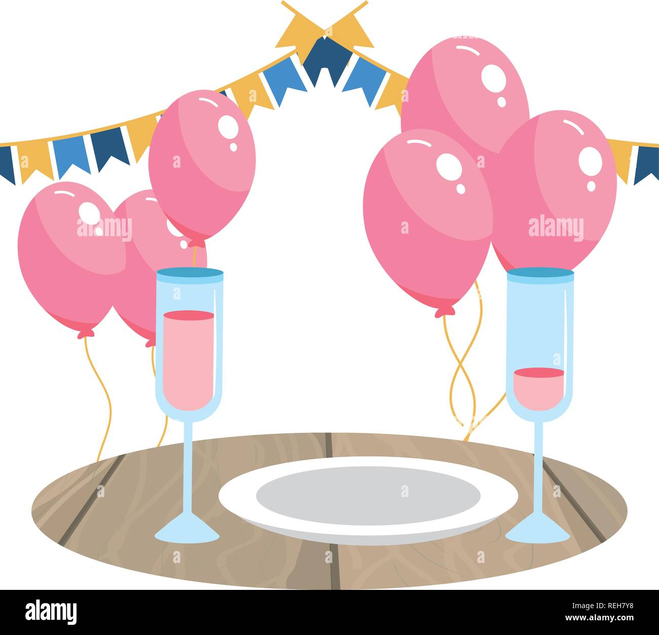 Party with balloons and pennants Stock Vector