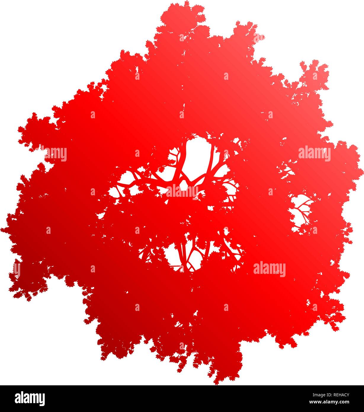 Tree top silhouette isolated - red gradient detailed - vector illustration Stock Vector
