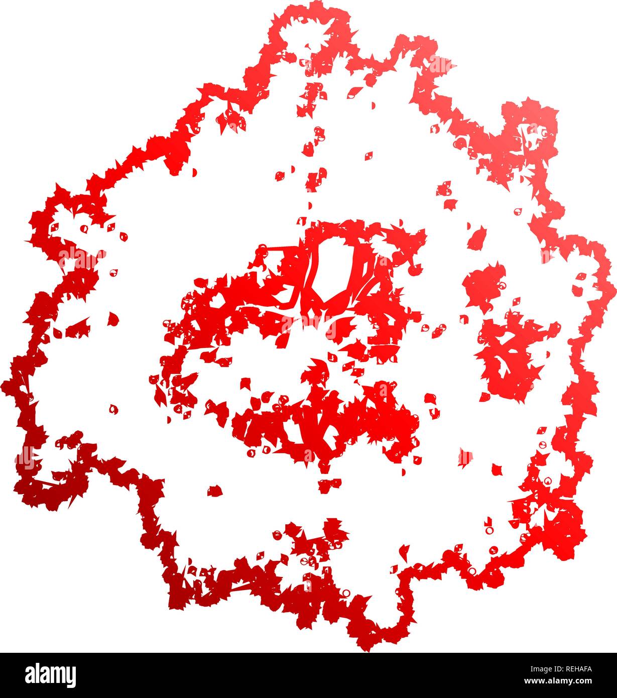 Tree top silhouette isolated - red outlined gradient detailed - vector illustration Stock Vector