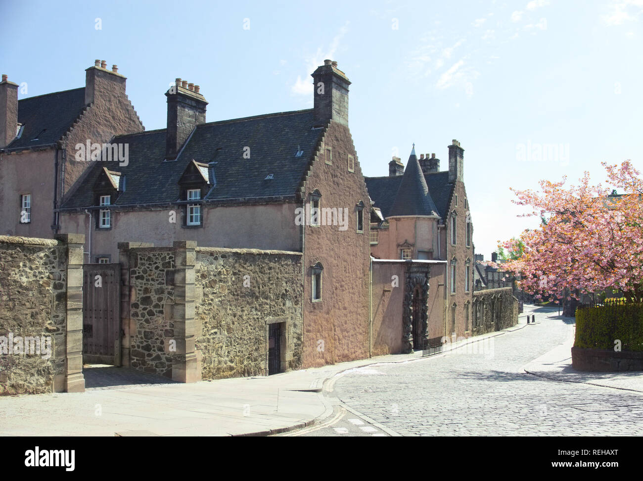 One of  Stirling sreet in spring day, Scotland, UK . Stock Photo
