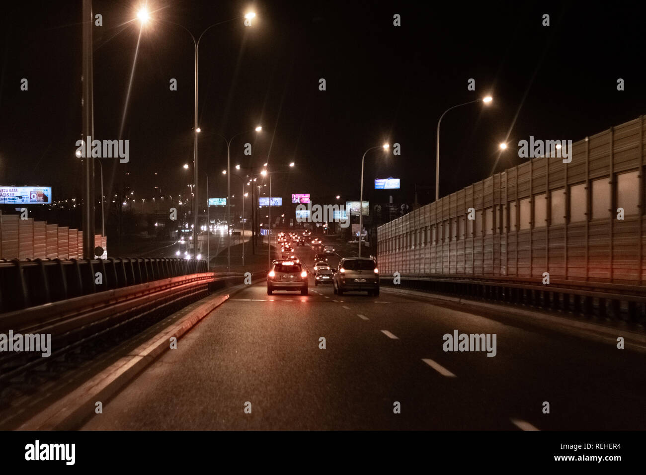 Night city traffic in rain hi-res stock photography and images - Alamy