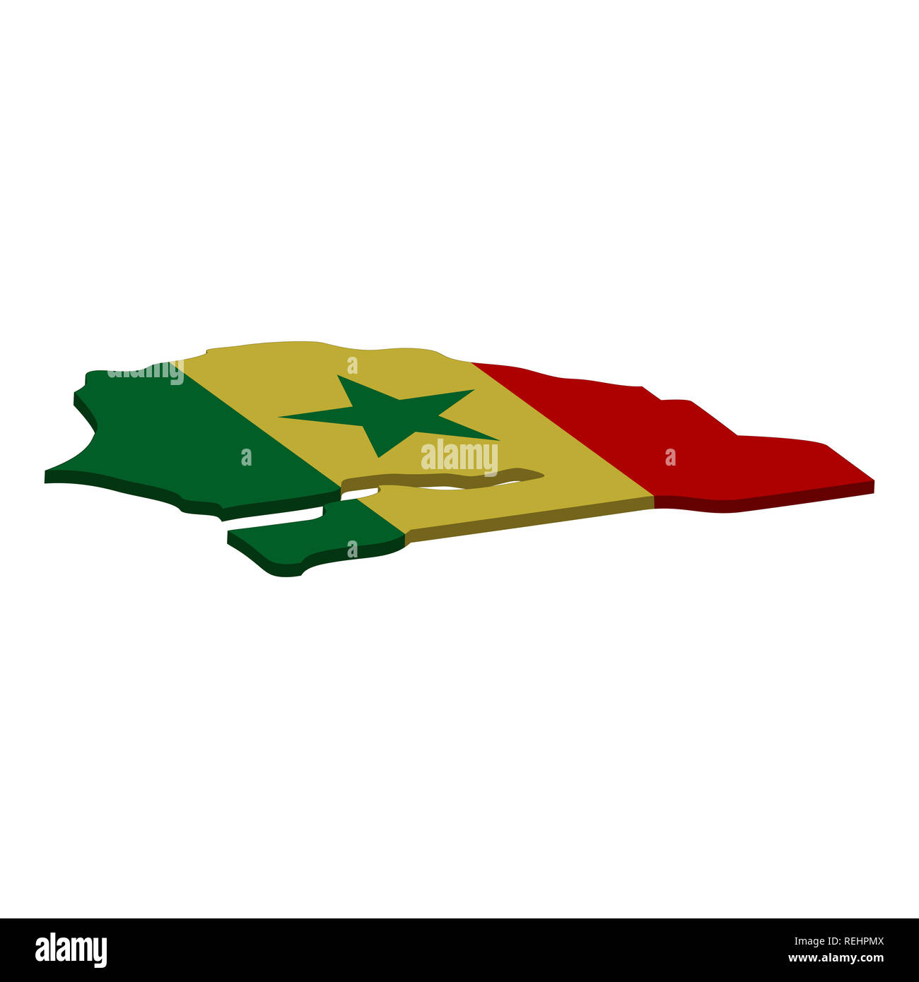 Flag And Map Of Senegal Color Silhouette Of 3d Map Of