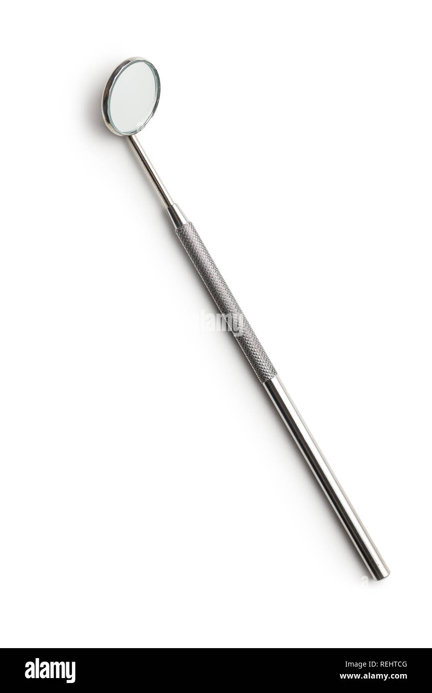 Dental instruments. Dentists tools. Dental mirror isolated on white