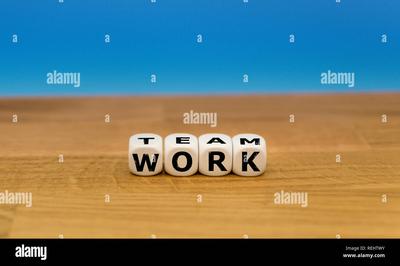 Dice form the word 'team work' Stock Photo