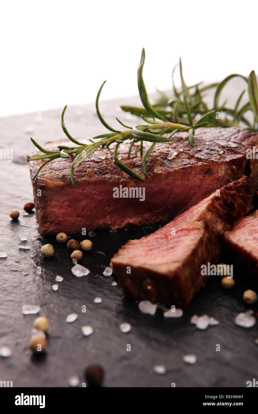 Barbecue filet Steak. Black Angus Prime meat steaks Tenderloin fillet mignon Stock Photo