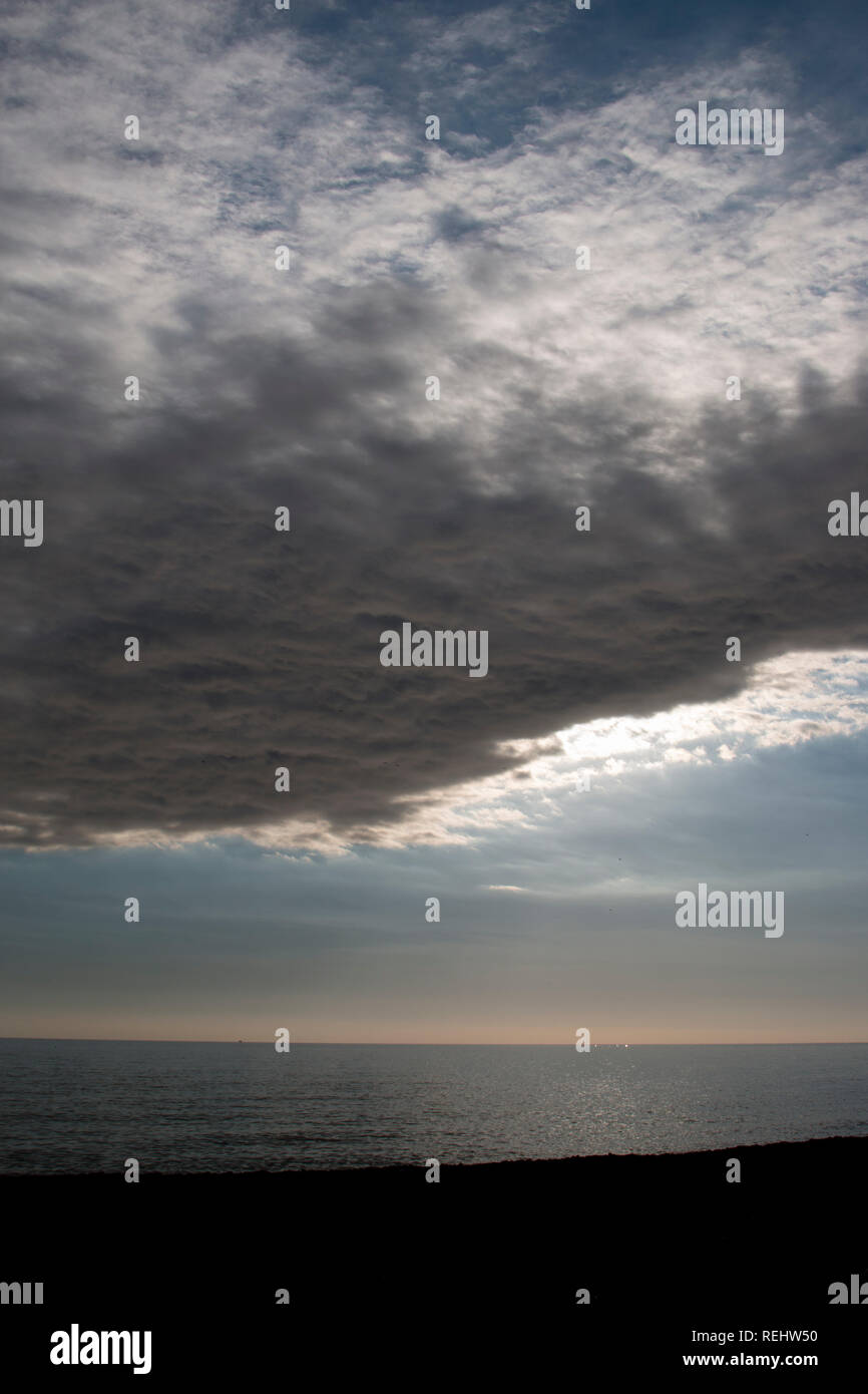 Setting sun over the Mediterranean in  Algarrobo spain Stock Photo