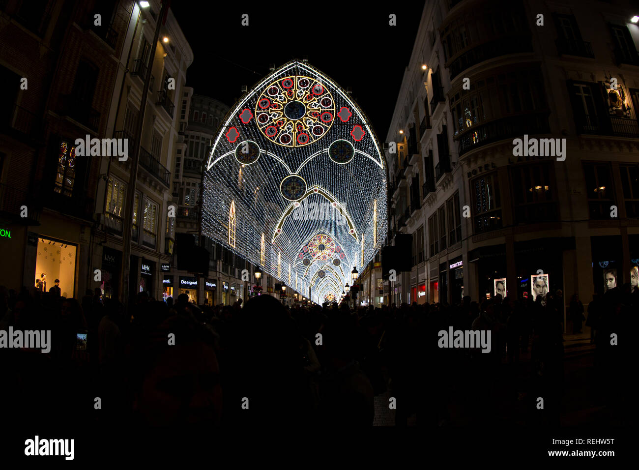 Malaga Christmas lights show Stock Photo Alamy