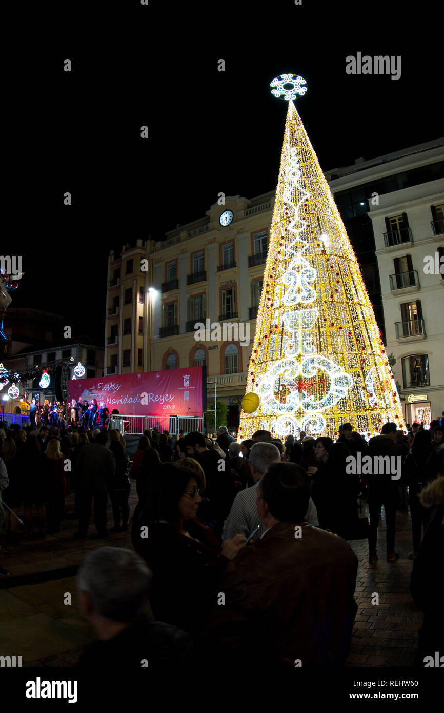 Malaga Christmas lights show Stock Photo Alamy