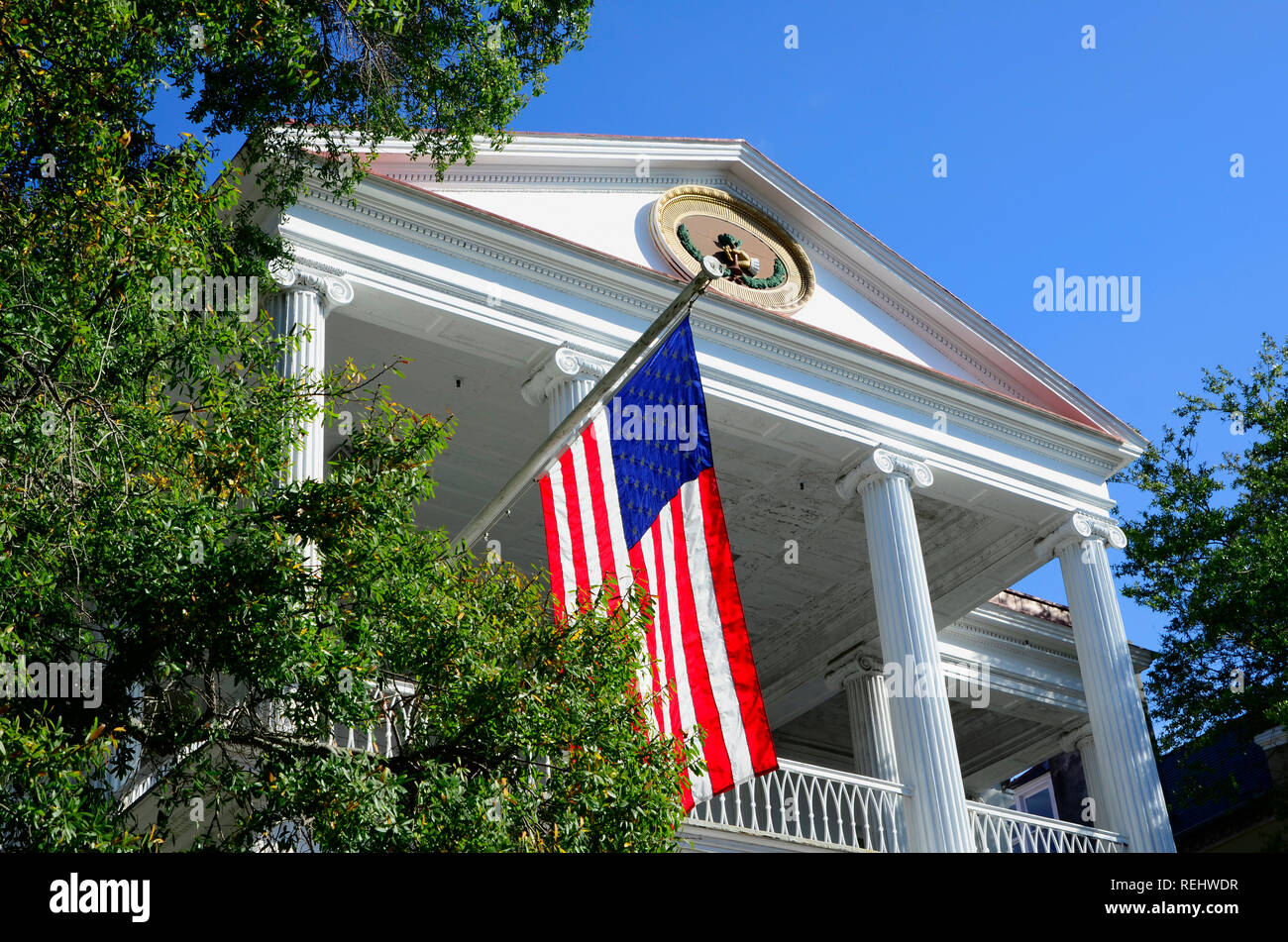 American flag front porch hi-res stock photography and images - Alamy